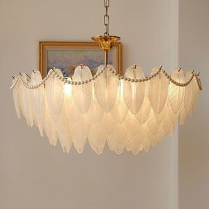 Zeal Lighting, decoración del hogar de alta calidad, comedor, pluma Simple, cristal blanco, luz colgante Nórdica - Product Image 6