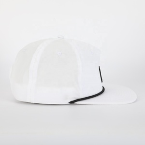BSCI High Quality Embroidery Patch Logo 5 Panel <strong>White</strong> Polyester Sport Gorras Wholesale Custom Hat <strong>Flat</strong> Brim Rope Snapback <strong>Cap</strong> - Product Image 4