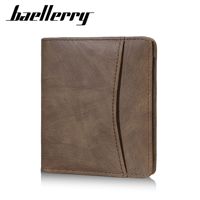 Dompet Bisnis Pendek Pria Baru Vintage Sederhana Tipis dengan Kancing Tekan Tempat ID Kelas Atas Dompet Koin PU dengan Ritsleting