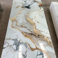Panel de Pared de PVC con Textura Dorada y Efecto Mármol UV, Paneles 3D y Paneles de Plástico con Aspecto de Piedra para Decoración de Salas de Reuniones, Panel para Mampara de Ducha de 3mm