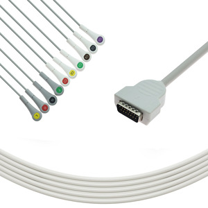 Compatibel met <span class=keywords><strong>GE</strong></span> Marquette MAC 400 <span class=keywords><strong>EKG</strong></span>-kabel Mac800 IEC Snap 10-afleidingen één-delige <span class=keywords><strong>EKG</strong></span>-kabel voor ziekenhuisgebruik - Product Image 3