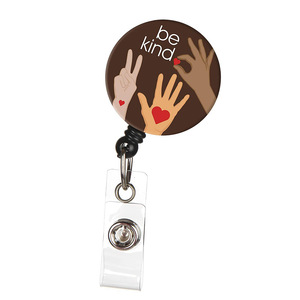 In stock, rotating alligator <b>clip</b>, retractable easy-pull <b>buckle</b>, be kind, ABS anti-loss keychain with back <b>clip</b>, printable - Product Image 2