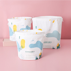 Disposable Face Towel Bag Drawstring Water Resistant Packaging For Daily Use Rectangle Shape PE Material - Product Image 2