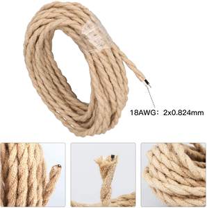 Fil électrique rétro, câble d'alimentation, fil torsadé en corde de chanvre pour lampes DIY - Product Image 2