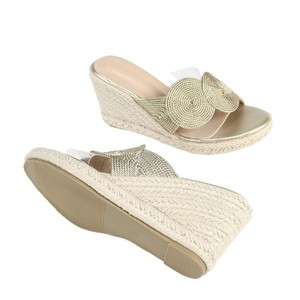 Wedge <b>Sandals</b> Open Toe Straw Upper Slip-On Height Increasing Summer <b>Bow</b> Decoration Women's Shoes - Product Image 5