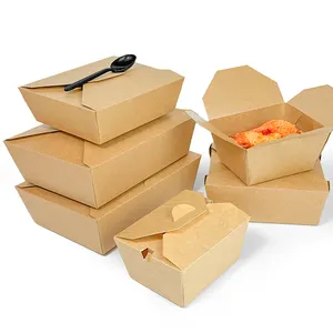 Descartável Kraft Square Take Away Papel Salada Bento Almoço Food Container Box Para Salada