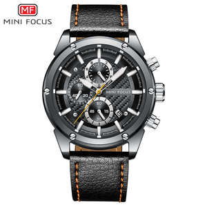 MINI FOCUS 0161G Montre à quartz chronographe multifonctionnelle étanche lumineuse avec bracelet en cuir sport de luxe pour hommes - Product Image 1