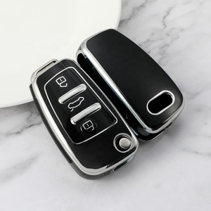 Thông Minh Key Fob trường hợp, TPU chìa khóa xe Bìa chủ phù hợp với Audi A3 A4 A6 Q7 S6 TT A4 A6 A8 Quattro 11- Series Bạc cạnh đầy đủ Bìa - Product Image 2