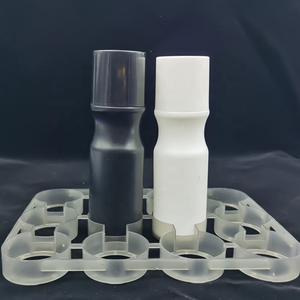 PP <b>Plastic</b> Black Cylinder Cosmetic <b>Bottle</b> with Cap and Brush Screen Printed for Makeup - Product Image 6