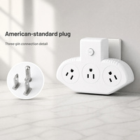 Prise de courant américaine sans fil avec 3 prises, 2 ports USB-A et 1 port USB-C, 220V/110V, sécurité, écologique, durable