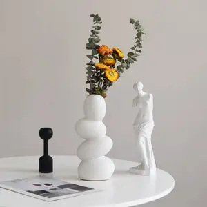 New Creative Pebble Special Ceramic Tabletop Vase Modern Living Room Flower Decorative Accessory