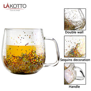 玻璃器皿34cl高硼硅酸盐双壁玻璃，彩色亮片喷雾色 - Product Image 2