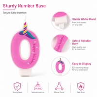 Bougie d'anniversaire en forme de chiffre avec cornes de licorne, sous blister, avec carte suspendue, prête à la vente, pour gâteau d'anniversaire de filles