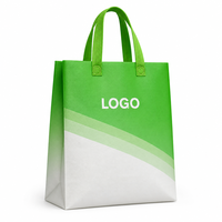 Sac fourre-tout non tissé vert lime et blanc avec logo personnalisé, design bicolore avec poignées pour les courses, l'épicerie et le marché