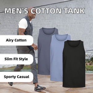 Men's 100% Cotton Tank <b>Slim</b> Fit Sleeveless <b>Vest</b> Casual Summer Sports Tee - Product Image 2