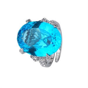 Parure de bijoux en cuivre et zircone écologique de haute qualité, avec zircone cubique bleu-violet taille nid d'oiseau 15*20mm, collier et bague nœud pour femme - Product Image 1