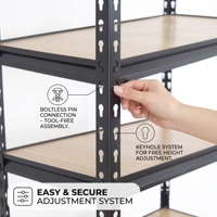 Étagère de rangement en acier sans boulons à 5 niveaux, durable, antirouille, robuste, pour garage, entrepôt industriel