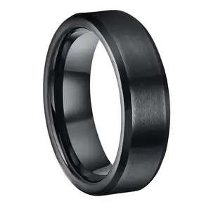 SZ CHENG JEWELERS 8mm Flach matt Hoch kohlenstoff beschichtet Herren schwarze Ringe Design