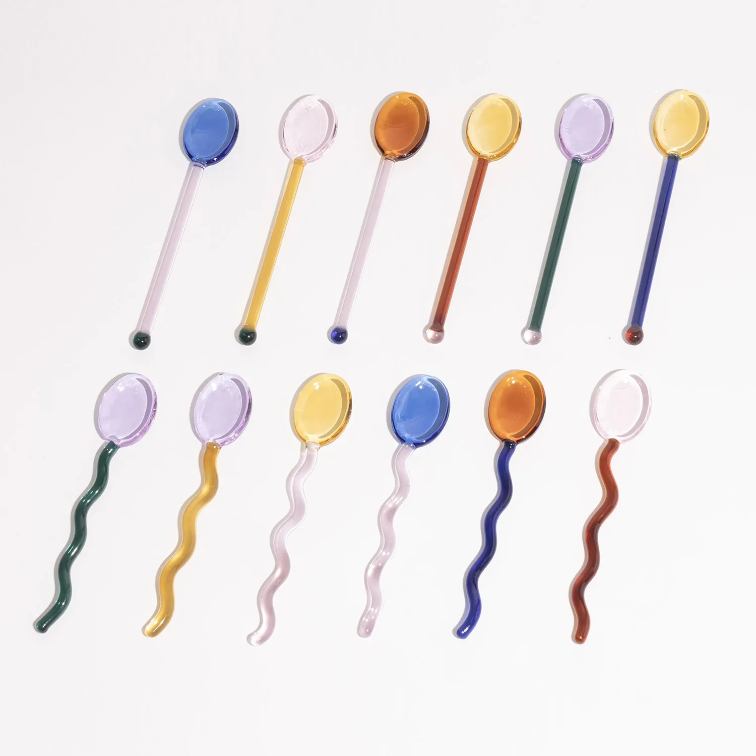 Mini little Tea Spoons Color Glass Coffee Stir Spoon for Coffee Sugar Dessert Cake Ice Cream Soup Antipasto Cappuccino