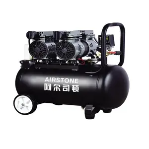 Compressor de ar sem óleo silencioso, 100%, 1.5hp, 2hp, pistão duplo, compressor de ar portátil, baixo ruído, vertical, para dentário