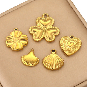Acier inoxydable Fleur Amour Collier Bijoux Pendentif Coeur Forme Shell Charms - Product Image 2