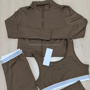 2026 Wholesale Fitness 3 Piece Women Gym Yoga Wear Set along with Workout Seamless Long Sleeve Sports Suit Hoodie Yoga Set - Product Image 1