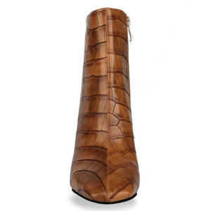 Mid-calf Women Boots Fashion PU Upper Brown Boot for Women Square High <b>Heels</b> Shoes Side Zipper Square Toe Plush Booties - Product Image 3