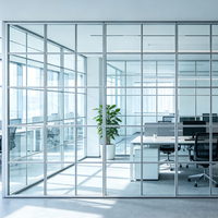 Panneau de séparation de bureau moderne en verre à grille, cloisons acoustiques de qualité supérieure pour salle de conférence