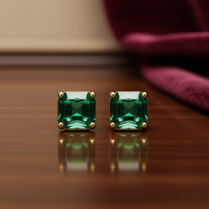 Orecchini a lobo E2006 con diamante bianco taglio smeraldo, montatura a griffe, gioielli raffinati da donna, design geometrico - Product Image 2