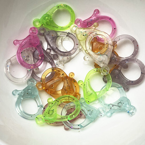 Colorful Transparent <b>Plastic</b> Jelly Lobster Clasps 25mm With Glitter For DIY Jewelry Making <b>Beading</b> Supplies - Product Image 2