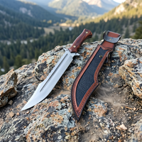 Couteau de survie d'extérieur en acier inoxydable à lame fixe, couteau de chasse avec étui en cuir pour le camping et l'aventure, directement de l'usine