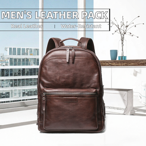 Mochila Escolar de Cuero Genuino Ligera e Impermeable de Alta Calidad con Forro de Poliéster para Niños y Hombres, para Viajes y Deportes - Product Image 2