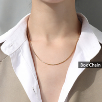 Chaîne en acier inoxydable plaqué or véritable 18 carats pour femme, réglable, style DIY, collier ras du cou pour pull, étanche et respectueux de la peau