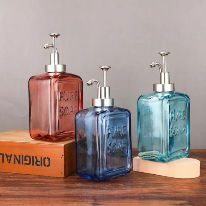 Distributeur de savon de différentes couleurs bouteille à pompe distributeur de savon en verre bouteille en verre de type presse de lotion d'hôtel européen