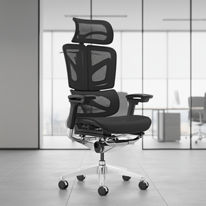 Chaise de réception de bureau ergonomique moderne avec appui-tête réglable, chaise d'ordinateur confortable avec dossier en maille - Product Image 1