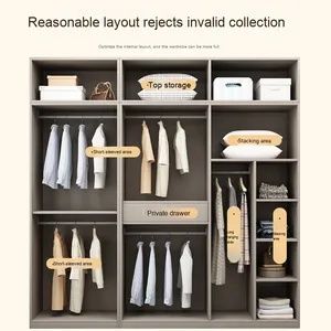 2025 Modern Cream Style Solid <strong>Pine</strong> Wood <strong>Wardrobe</strong> for Home Bedroom MDF Door Storage Cabinet for Rental Apartment - Product Image 3
