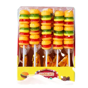 Grosir Lezat Massal Manis Hamburger Gummy Permen Makanan Ringan Anak-anak Lollipop Permen Gummy Kreatif
