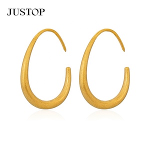 Trendy <b>Hook</b> Hoop <b>Earrings</b> Necklace Set 18K Gold Plated Stainless Steel Waterproof Hypoallergenic Women's Fashion Jewelry JUSTOP - Product Image 2
