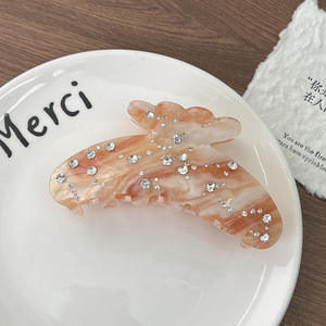 Pince à cheveux en acétate de haute qualité, couleurs mélangées, design requin avec strass, outil de coiffure tempéré - Product Image 5