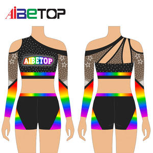 Uniformes de Animadoras al por Mayor, Uniformes de Baile de Animadoras Sublimados, Uniformes de Animadoras Personalizados con Pedrería para Niños - Product Image 1