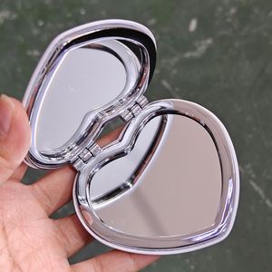 Wholesale Folding Small Cosmetic Mirror Pu Leather Makeup Mirrors Double Side Heart Shaped Portable Make up Mirror - Product Image 4
