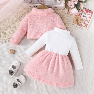 ชุดเดรสขนปุยแขนยาวน่ารักแบบใหม่ ชุดฤดูหนาวปักลายการ์ตูน ชุดเด็กสองชิ้น - Product Image 3