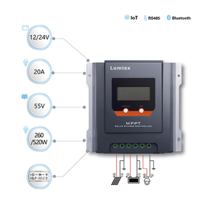 Lumiax 20a 12V 24V MPPT contrôleur de chargeur mppt PV max 55V système de panneau solaire mppt contrôleur de charge solaire avec bluetooth RS485 - Product Image 3