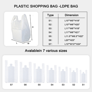 Bán buôn khuyến mại S5 S6 S7 Trắng LDPE chết cắt xử lý bao bì nhựa hàng tạp hóa tàu sân bay T-Shirt mua sắm túi - Product Image 2