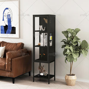 Gabinetes de exhibición de vidrio de metal de una sola puerta 4 estantes <span class=keywords><strong>vitrina</strong></span> de vidrio sala de estar librería <span class=keywords><strong>Vitrina</strong></span> - Product Image 3