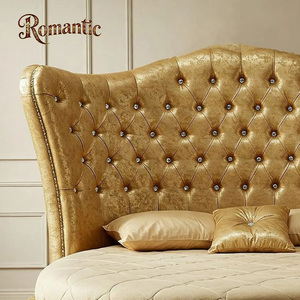 <span class=keywords><strong>Letto</strong></span> Rotondo <span class=keywords><strong>Elegante</strong></span> in Vera Pelle Dorata Stile Francese Moderno, Vendita Diretta dalla Fabbrica, Struttura in Legno Massello con Interno in Spugna, <span class=keywords><strong>Letto</strong></span> <span class=keywords><strong>Matrimoniale</strong></span> King Size - Product Image 4