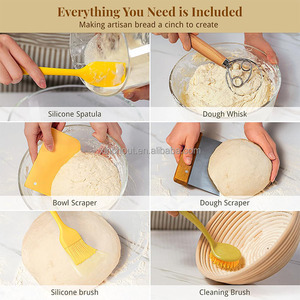 Kit complet de cuisson <span class=keywords><strong>du</strong></span> <span class=keywords><strong>pain</strong></span> au <span class=keywords><strong>levain</strong></span>, Livre de recettes et guide double usage, Fouet danois, Pot à <span class=keywords><strong>levain</strong></span>, Couteau à <span class=keywords><strong>levain</strong></span>, Tapis de levage, Racloir, Doublure en coton - Product Image 6
