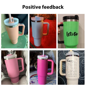 Pink 30oz 40 oz logam baja anti karat botol air tumbler dengan pegangan dan sedotan - Product Image 6