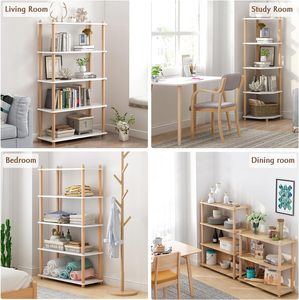 Estantería Moderna de 3 Niveles con Altura Ajustable, Estantería Abierta Independiente, Marco de Madera de Haya Blanca, Estantes de 0.63 Pulgadas de Grosor para Libros - Product Image 5