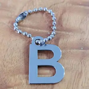 Etiqueta de aço inoxidável 304 com letras e números, corrente de contas de aço com letras e letras, acessórios personalizados para roupas